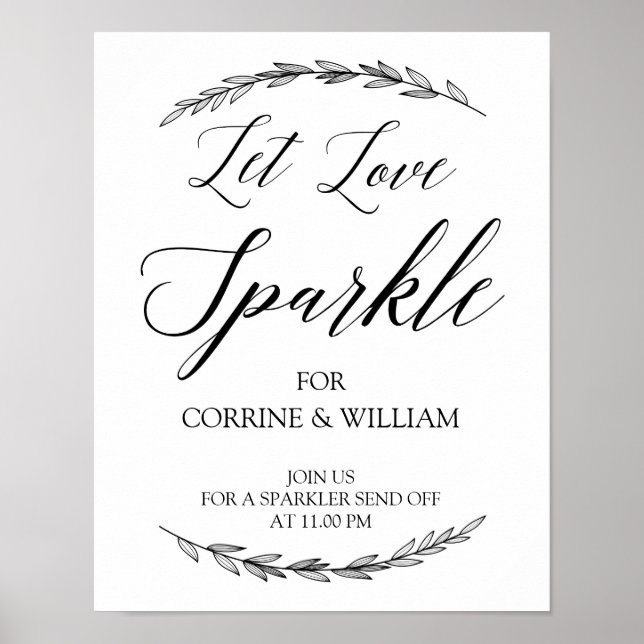 Wedding Sign - Gelassen Liebe Sparkle Laurel Weddi Poster (Vorne)