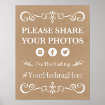 Wedding Sign - Hashtag Rustic Wedding Sign