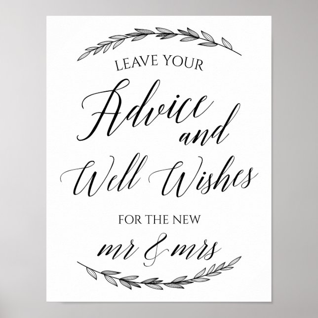 Wedding Sign - Nun wünscht Laurel Wedding Sign Poster (Vorne)