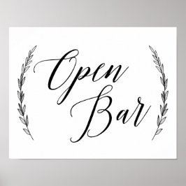 Wedding Sign - Open Bar Laurel Wedding Sign Poster