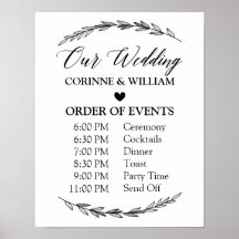 Wedding Sign - Wedding Schedule Laurel Sign