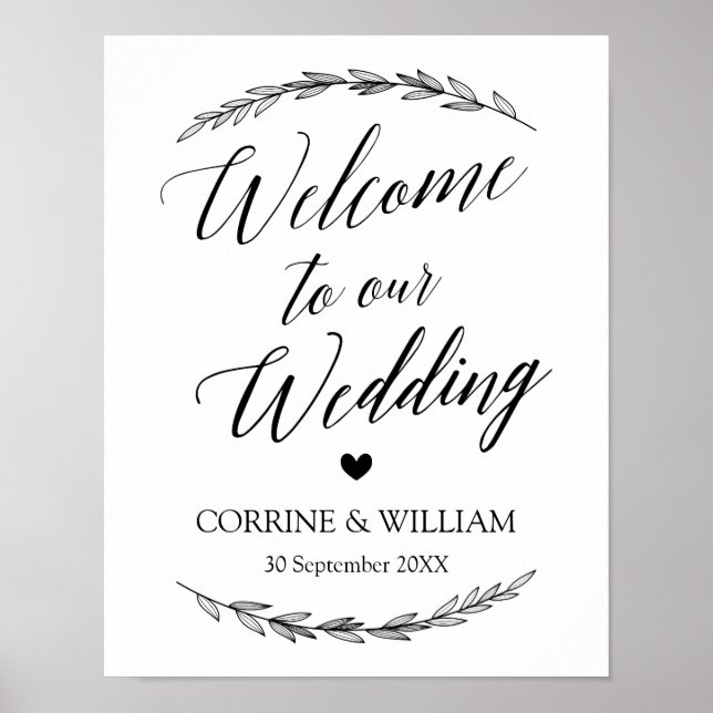 Wedding Sign - Wedding Welcome Laurel Wedding Sig Poster (Vorne)