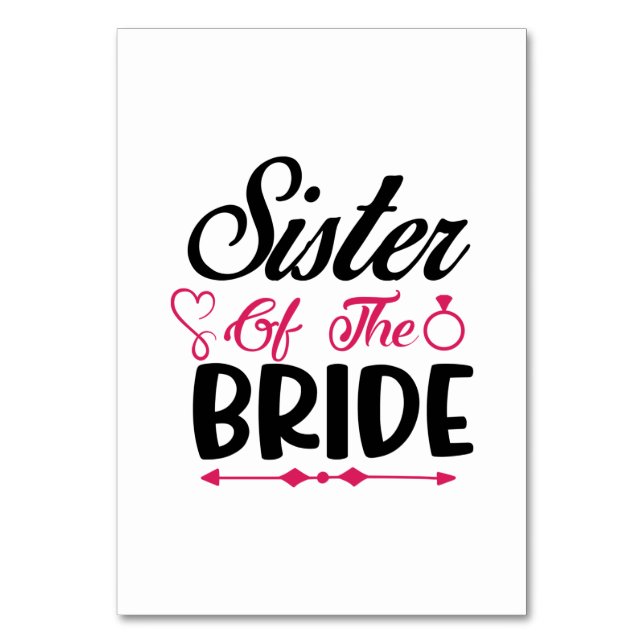 Wedding Sister Of The Bride Tischnummer (Vorderseite)