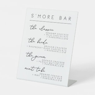 Wedding S'more Bar Menu Sign, mehr Rezept Poster Sockelschild