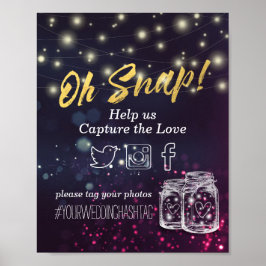 Wedding Snap Hashtag Mason Jar Lila String Light Poster