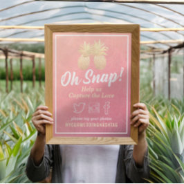 Wedding Snap Hashtag Vintag Gold Ananas Couple Poster
