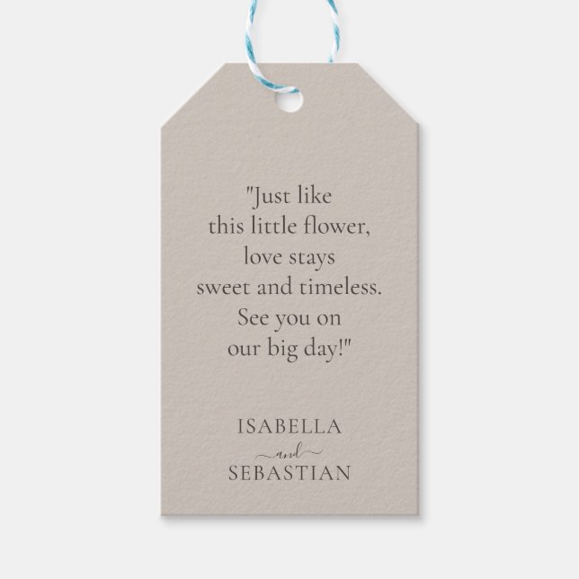 Wedding Soft Beige Lavender Touch Geschenkanhänger (Vorderseite)