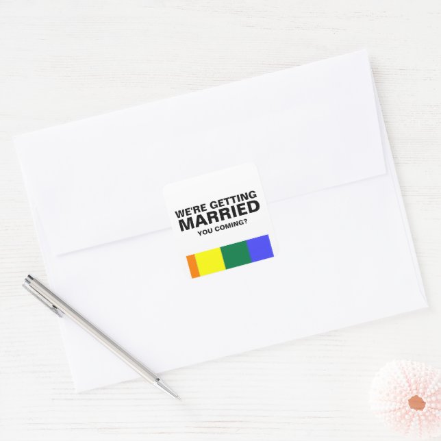 Wedding Sounds Gay Fun Rainbow Pride Quadratischer Aufkleber (Umschlag)