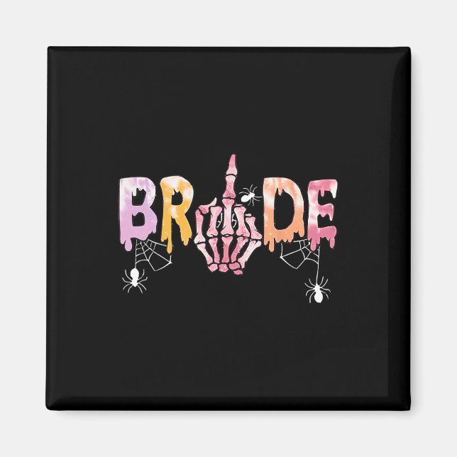 Wedding Spooky Halloween Skeleton Bride Just Marri Magnet (Vorne)