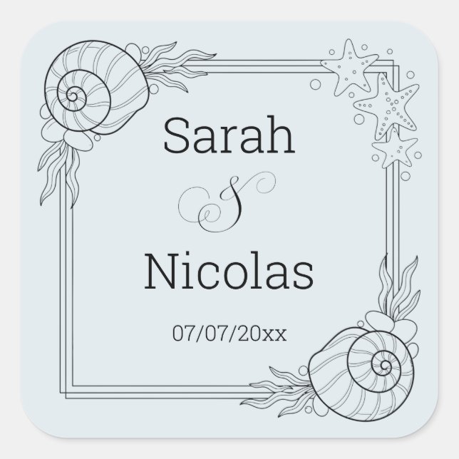 Wedding stickers personalized beachy (Devant)