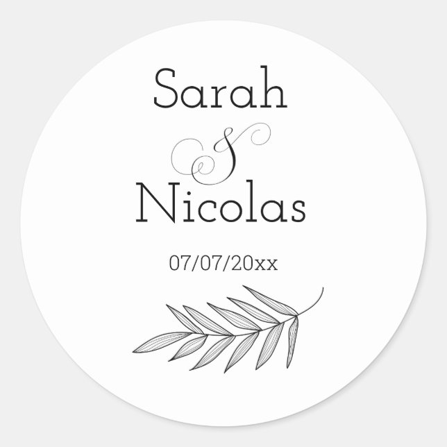 Wedding stickers personalized minimalist (Devant)