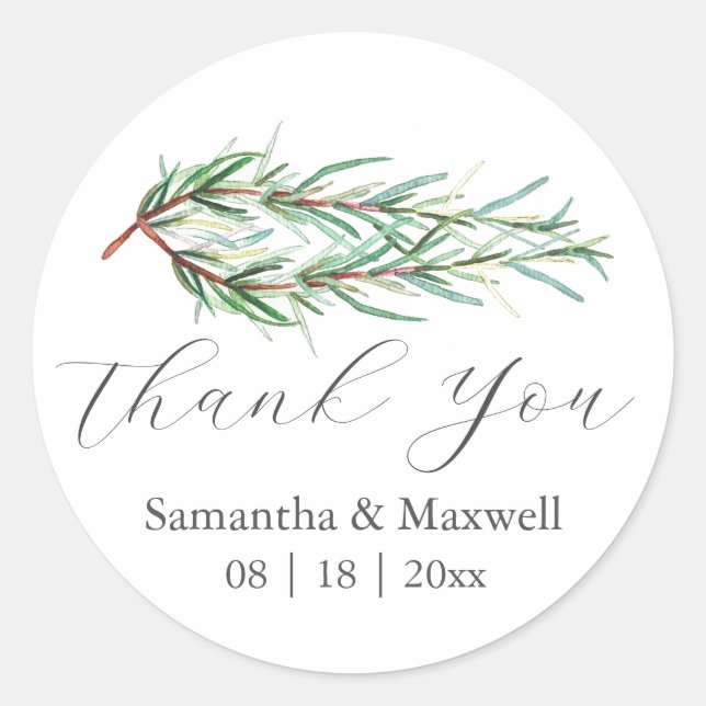 Wedding Stickers Thank You Simple Rosemary (Vorderseite)