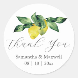 Wedding Stickers Thank You Watercolor Lemons