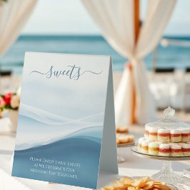 Wedding Sweet Treats Sign-Serene Blue Abstract Tischaufsteller