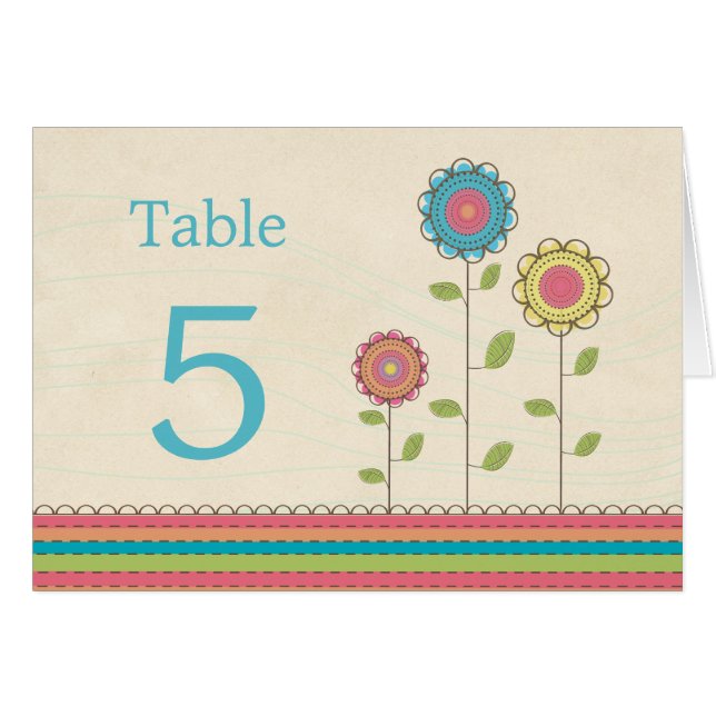 Wedding Tabellen-Platzkarte-hohe Regenbogen-Blumen (Vorderseite (Horizontal))