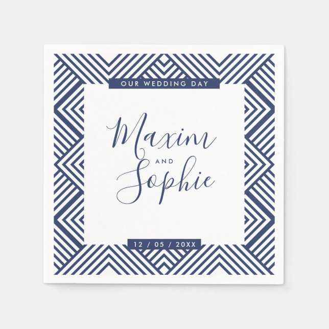 WEDDING TABLE geo einfaches modernes Hochzeitschif Serviette (Vorderseite)