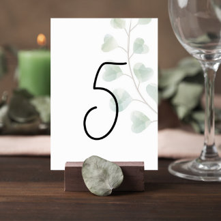 Wedding Table Number with Eucalyptus Leaves Tischnummer