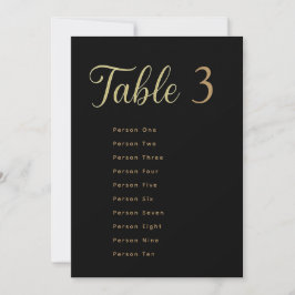 Wedding Table Seating Chart Cards | Gold on Black Einladung