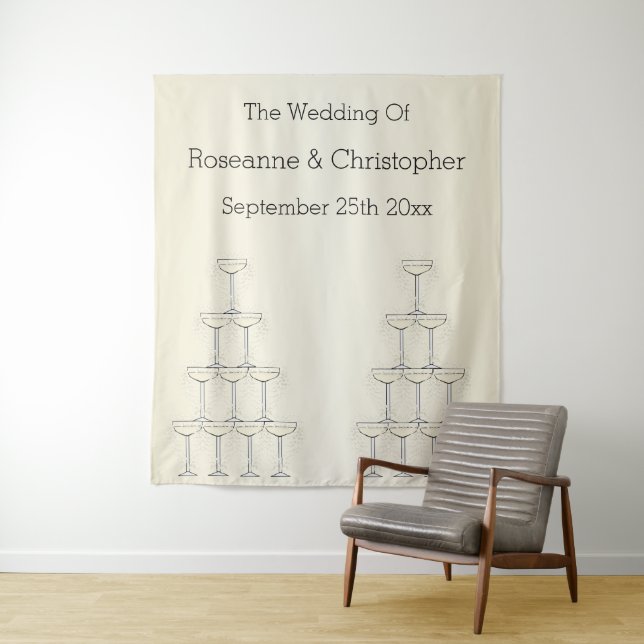 Wedding Tapestry Champagne Glasses Wandteppich (Beispiel)