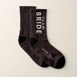 Wedding Team Bride Personalized Socken<br><div class="desc">An Personalized Team Bride Wedding favor gift for your friends and family. You can personalize these souvenir keepsake socks with your first names and wedding date in white typography against a black background.</div>