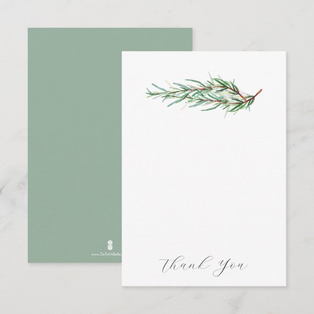 Wedding Thank You Cards Elegant Rosemary Dankeskarte (Vorne/Hinten)