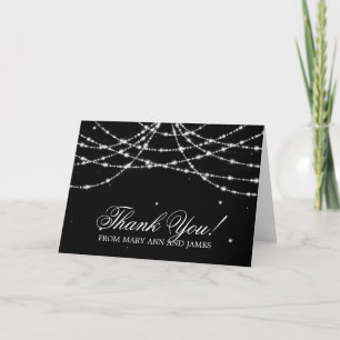 Wedding "Thank you" Sparkling String Black Dankeskarte