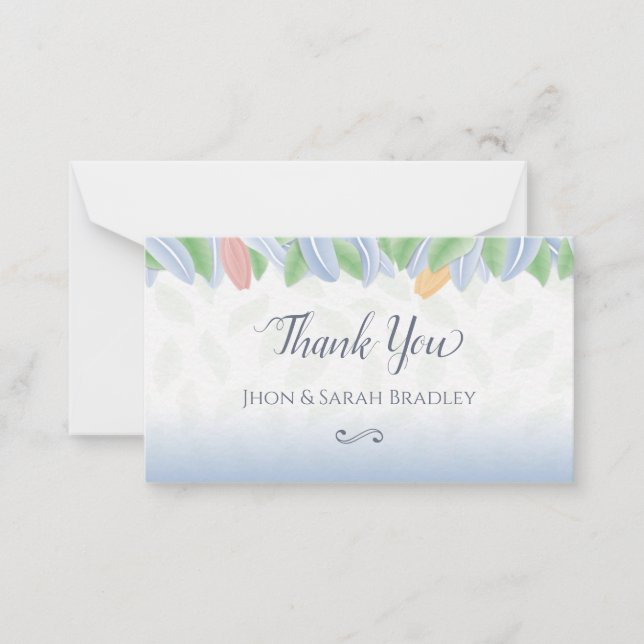 Wedding Thank You - Vectorial Tulip With Leaves Mitteilungskarte (Vorderseite)