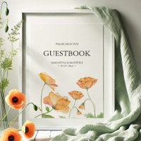 Wedding Theme Orange Blume Gästebuchsignatur