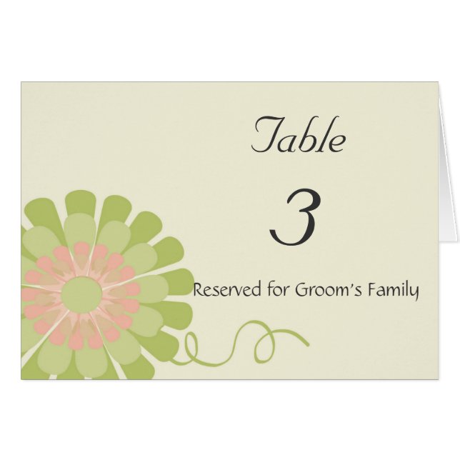 Wedding Tischnummer-Blumenkarte (Vorderseite (Horizontal))