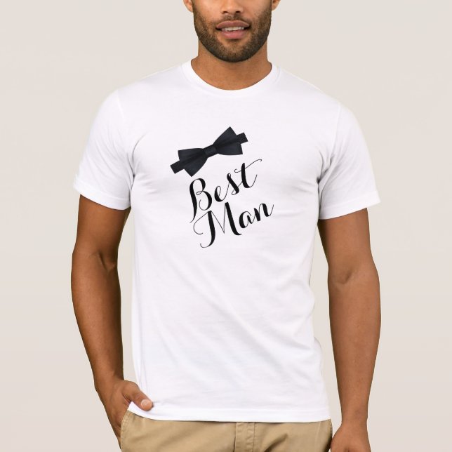Wedding Trauzeuge Black Bow Krawatte T - Shirt (Vorderseite)