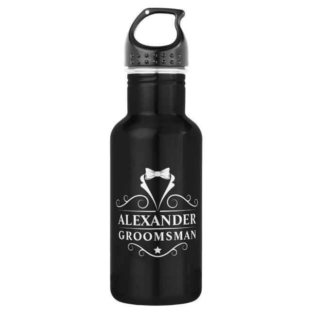 Wedding Trauzeuge Tuxedo Krawatte Black Edelstahlflasche (Vorderseite)