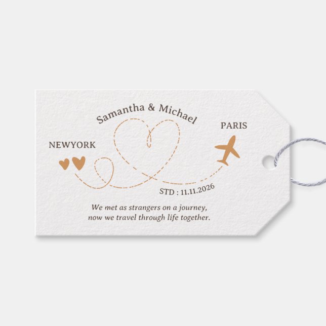 Wedding Travel Flight Airplane Geschenkanhänger (Vorderseite (Horizontal))