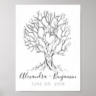 Wedding Tree Fingerprint Gästebuch Hand Drawn