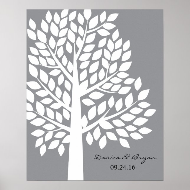 Wedding Tree Poster - Grau (Vorne)