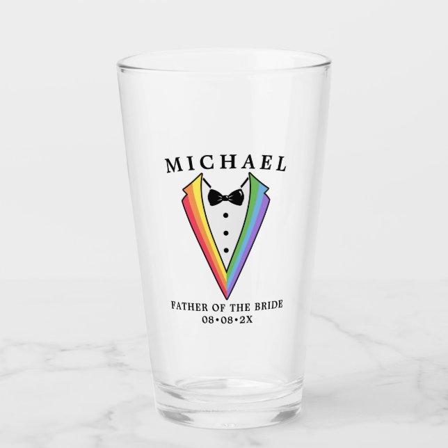 Wedding Tuxedo Gay LGBTQ+ Vater der Braut Glas (Vorderseite)