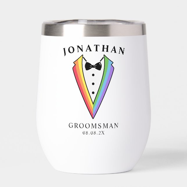 Wedding Tuxedo Personalized Groomsman Thermal Wine (Rückseite)