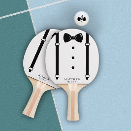 Wedding Tuxedo Suspenders Bow Krawatte Trauzeuge Tischtennis Schläger