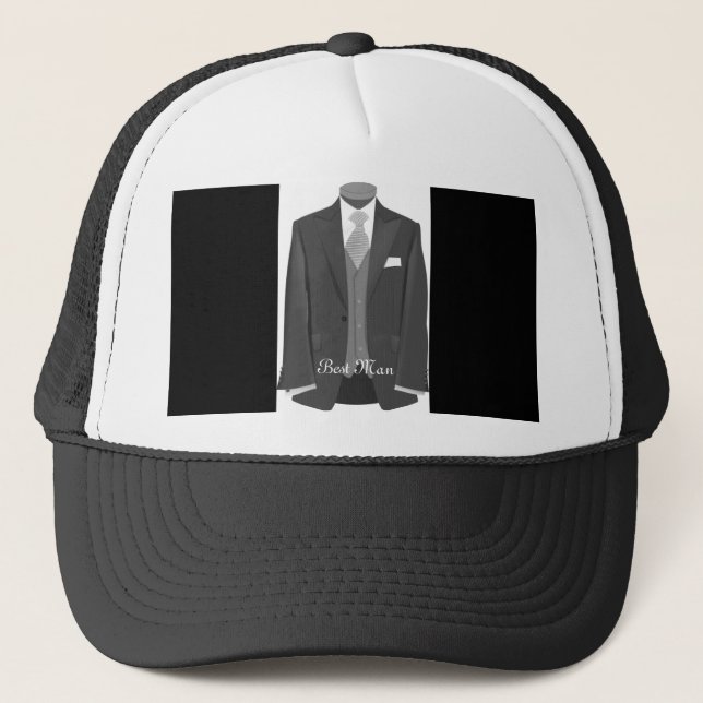 Wedding Tuxedo Trauzeuge Hat Cap Truckerkappe (Vorderseite)