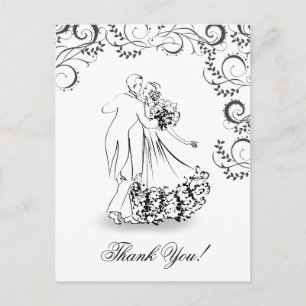 Wedding Vintag Dance Couple Vielen Dank Postkarte