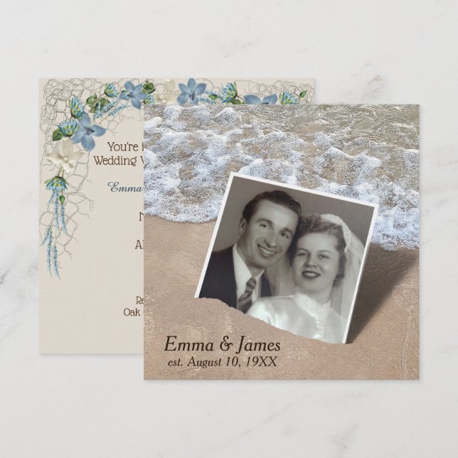 Wedding Vow Renewal Beach Snapshot Einladung (Vorne/Hinten)