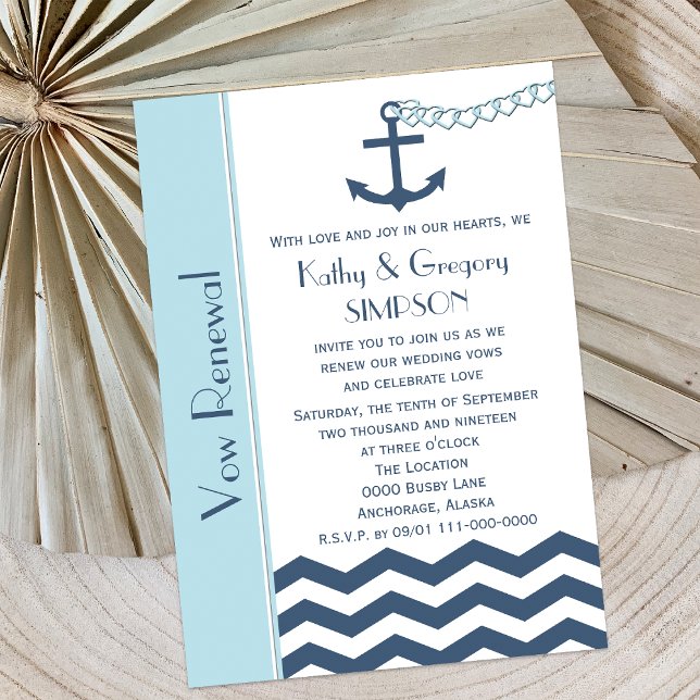 Wedding Vow Renewal Nautical Blue Einladung (Von Creator hochgeladen)