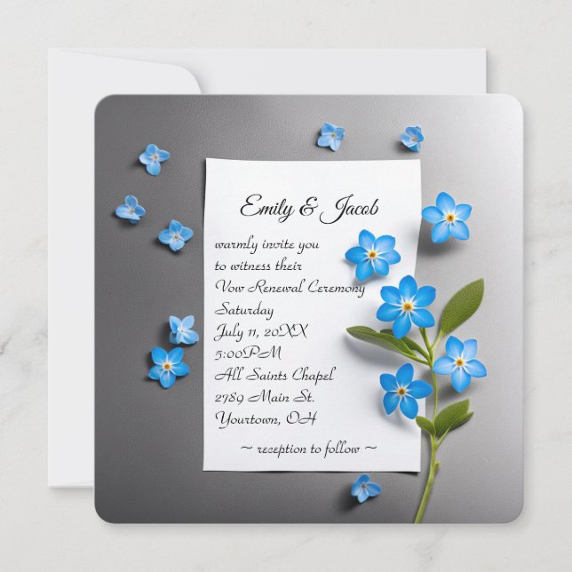 Wedding Vow Renewal Vergiss-Me-Nots Einladung (Vorderseite)
