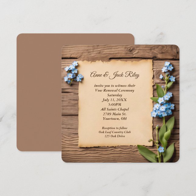 Wedding Vow Renewal Vergiss-Me-Nots Einladung (Vorne/Hinten)