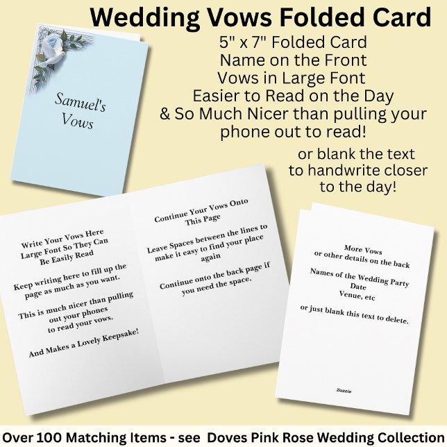 Wedding Vows Folded Card Blue Roses & Doves Karte (Von Creator hochgeladen)