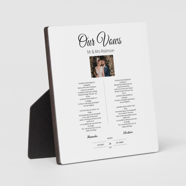 Wedding Vows Modern, Cute, Minimalist, Anniversary Fotoplatte (Vorderseite)