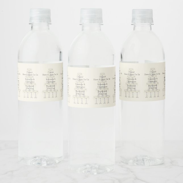 Wedding Water Bottle Label Champagne Glasses (Flaschen)