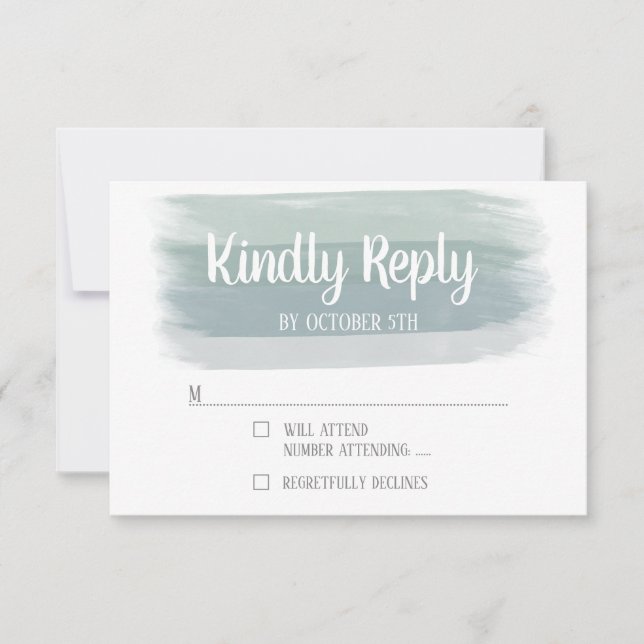 Wedding Watercolor Brush Stroke RSVP Card Karte (Vorderseite)