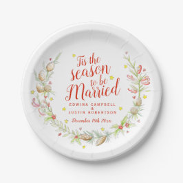 Wedding watercolor winter cones and berries pappteller