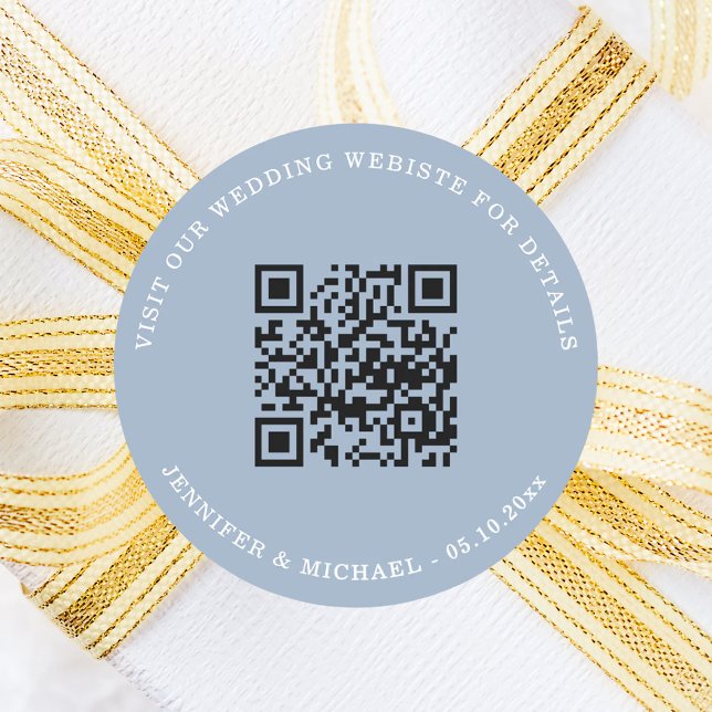 Wedding website QR details information rsvp blue Runder Aufkleber (Von Creator hochgeladen)