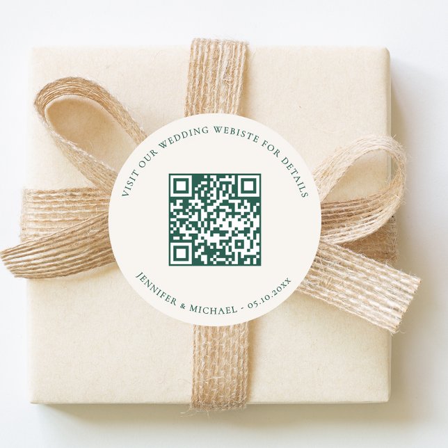 Wedding website QR details information rsvp ivory Runder Aufkleber (Von Creator hochgeladen)